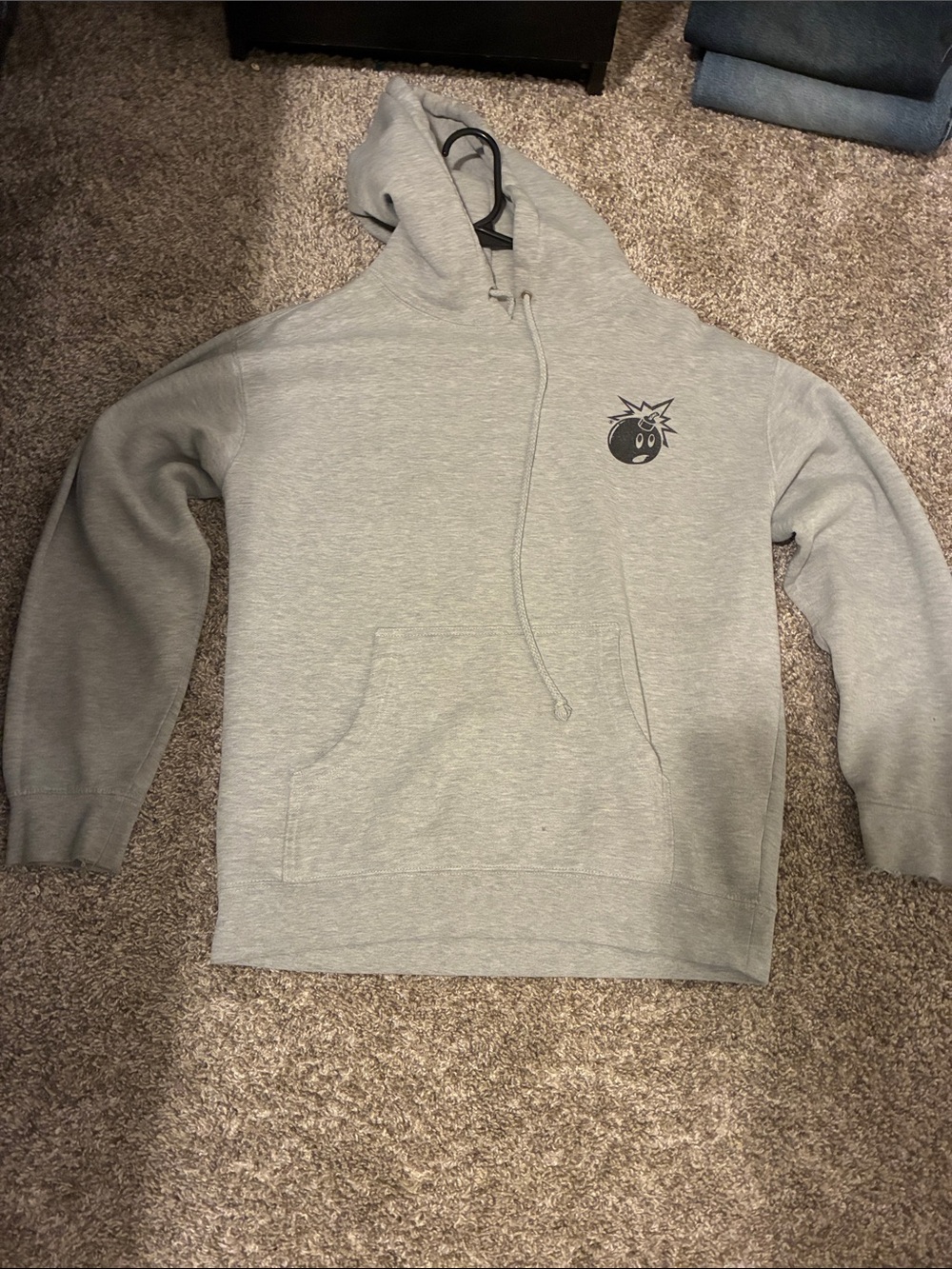 The Hundreds Gray Crewneck Hoodie with Small Black Bomb Logo